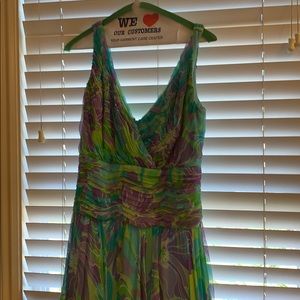 Purple a green swing cocktail dress